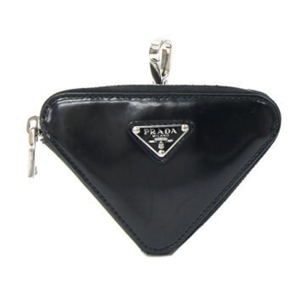 Prada Pouch Black Leather Triangle Case Bag Charm